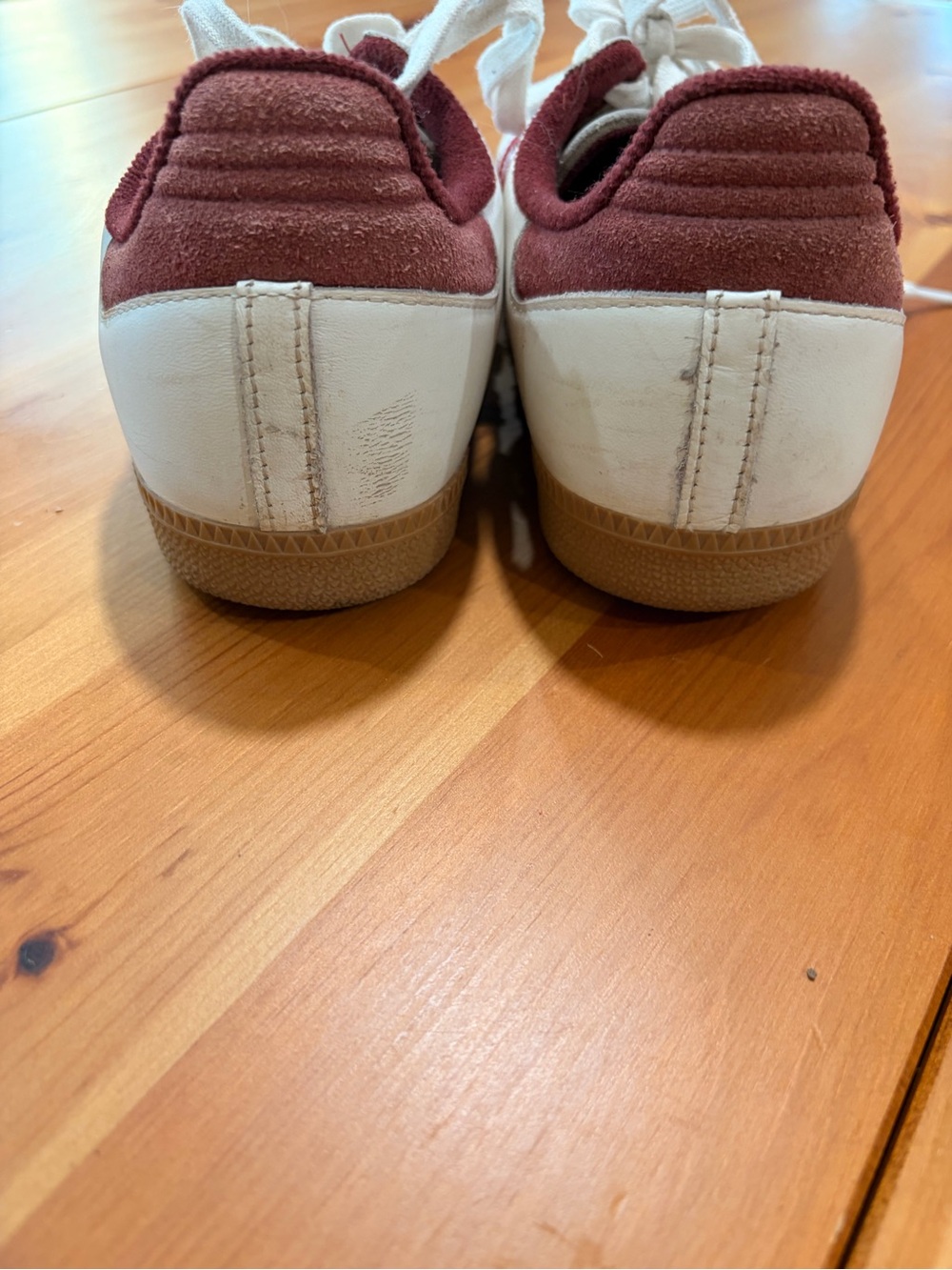 Adidas Samba White and Burgundy Classic Sneakers - Picture 6 of 7